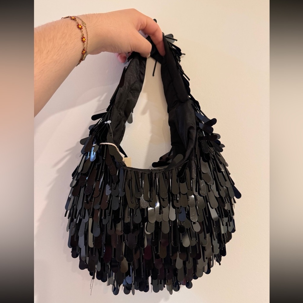 TJ Maxx Marshall's viral black hand beaded sequin shoulder bag bead bag - Picture 4 of 6